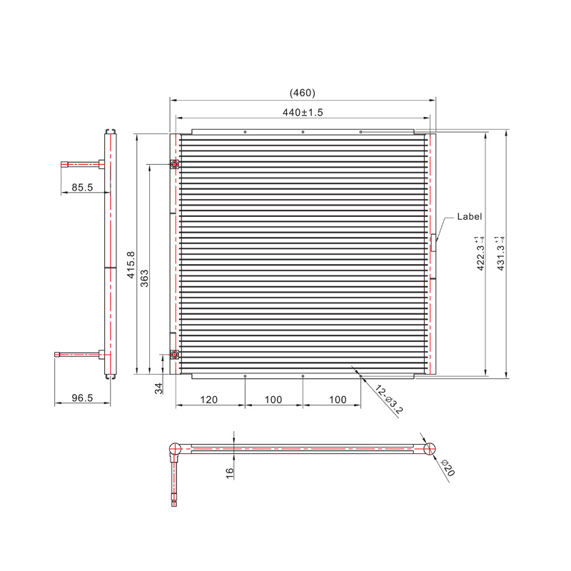 SC-1200 460* 431.3mm Microchannel Tube Condenser Coil Heat Exchanger For Cooler