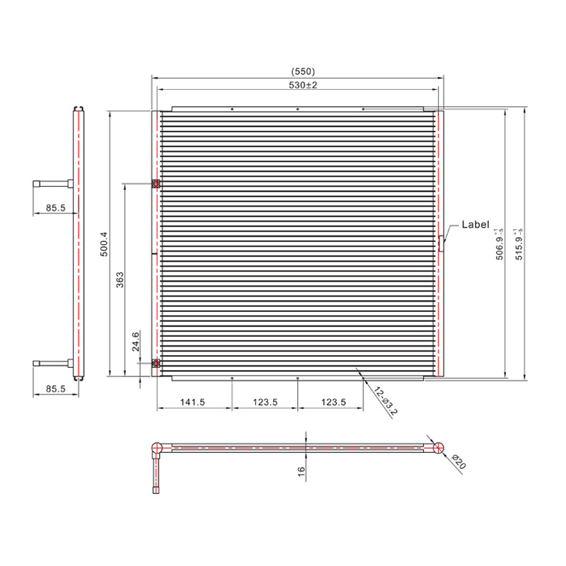 SC-1300 550* 515.9mm Car/HVAC Microchannel Condenser Coil Micro Channel Caloris Exchanger